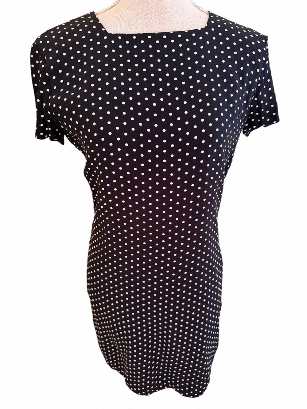 Henri Bendel Vintage Black and White Polka Dot Short Sleeve Dress 4